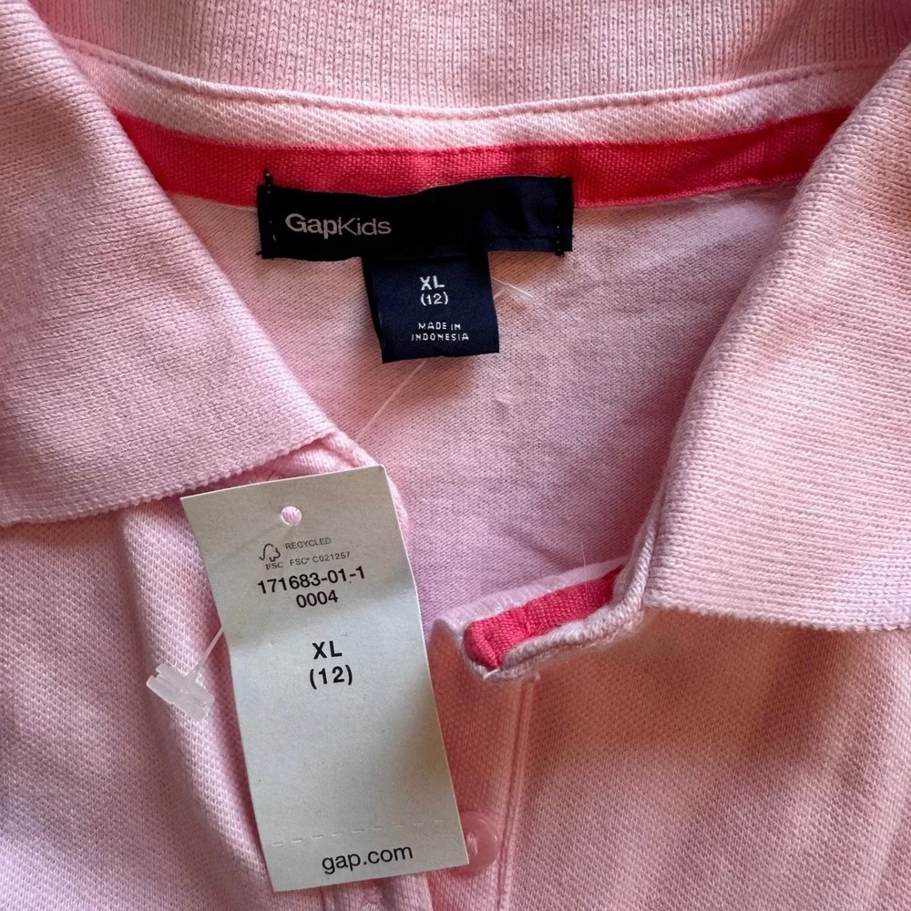 Gap Kids Girls Pink Short Sleeve Pleated Polo‎ Dress Size XL 12 NWT